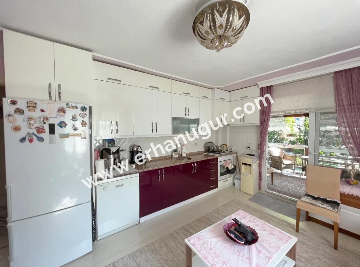 2 1 Apartment For Sale In Ürkmez With 350Mt Garden To The Sea In The Center